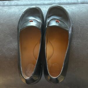 Dansko Black Flats with Red Accent